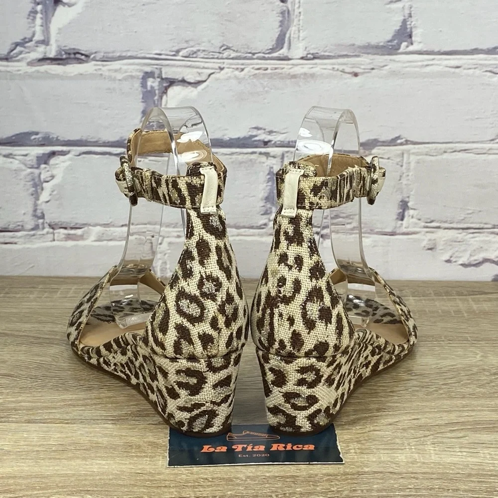 J. Crew Leopard Print Wedge Sandals in Brown and Cream